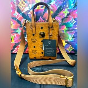 MCM Klassik Visetos XMini Crossbody Bag Cognac NWT​​